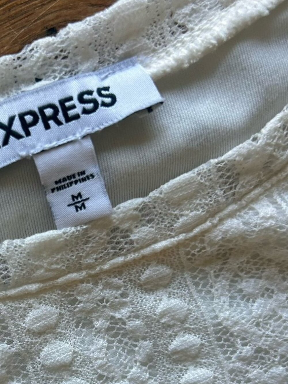 VTG EXPRESS Super cute country puff sleeve lace blouse top lined white M - Picture 5 of 5